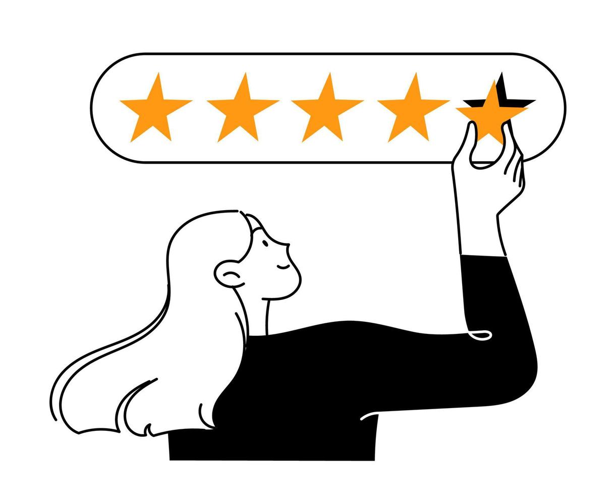 Woman gives a high 5-star rating vector