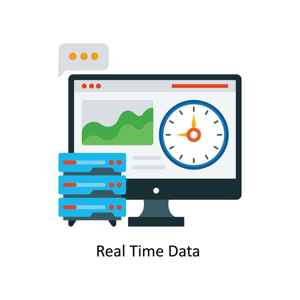 Real Time Data  Vector Flat Icons. Simple stock illustration stock