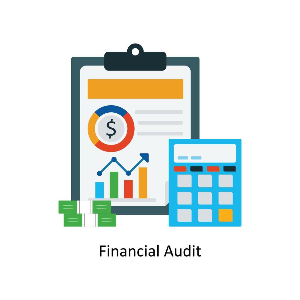 Financial Audit Vector Flat Icons. Simple stock illustration stock
