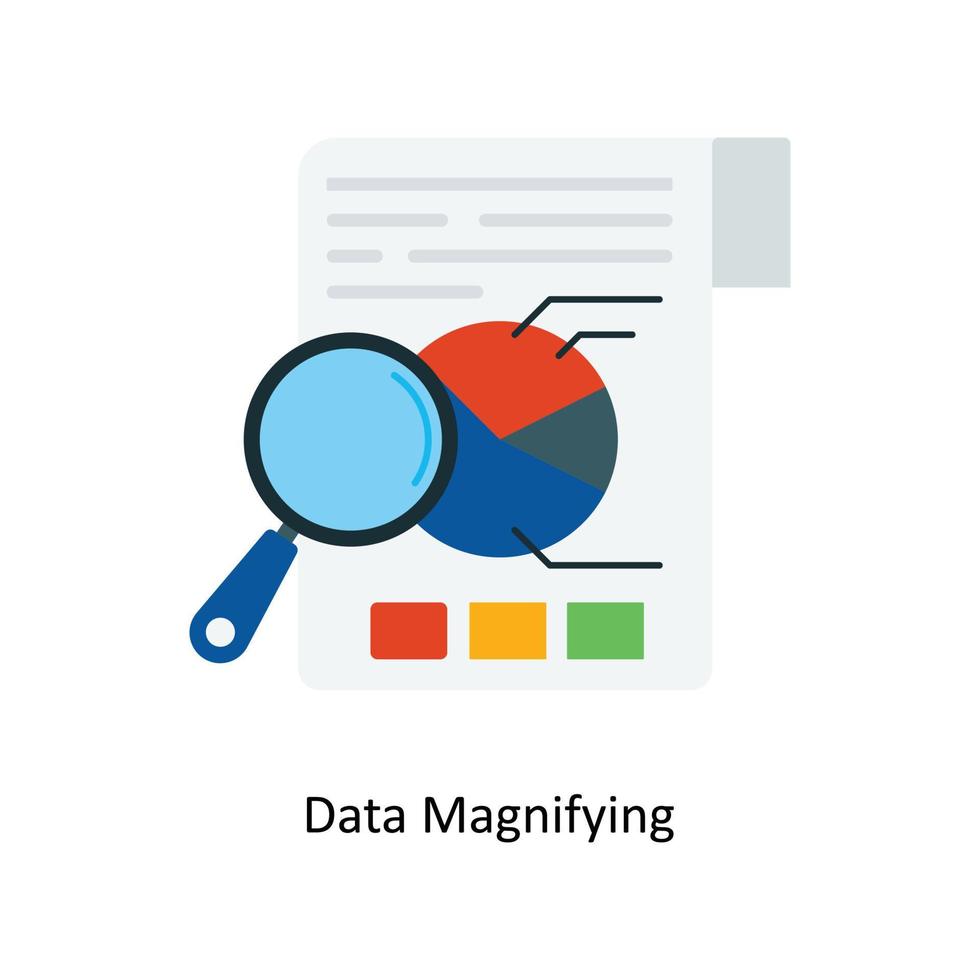 Data Magnifying Vector Flat Icons. Simple stock illustration stock
