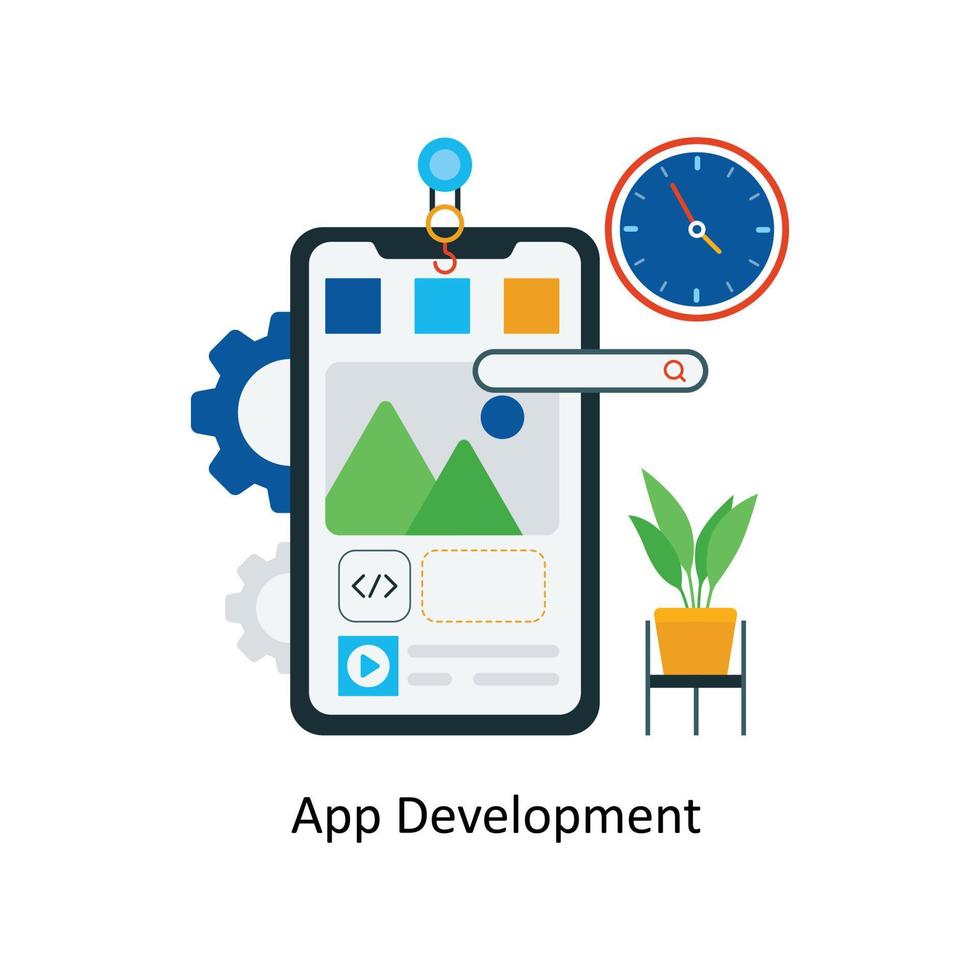 App Development Vector Flat Icons. Simple stock illustration stock