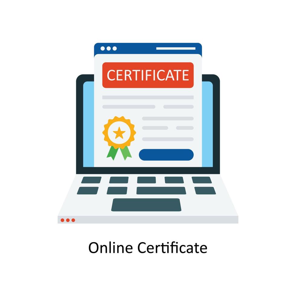 Online Certificate Vector Flat Icons. Simple stock illustration stock