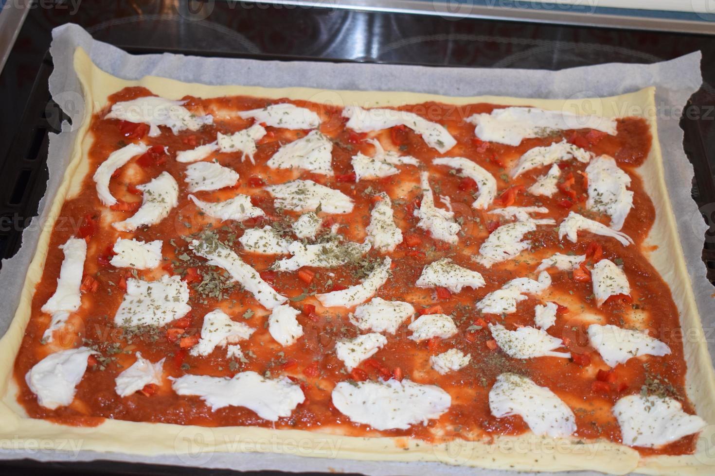 Pizza with Mozzarella, ready to bake photo