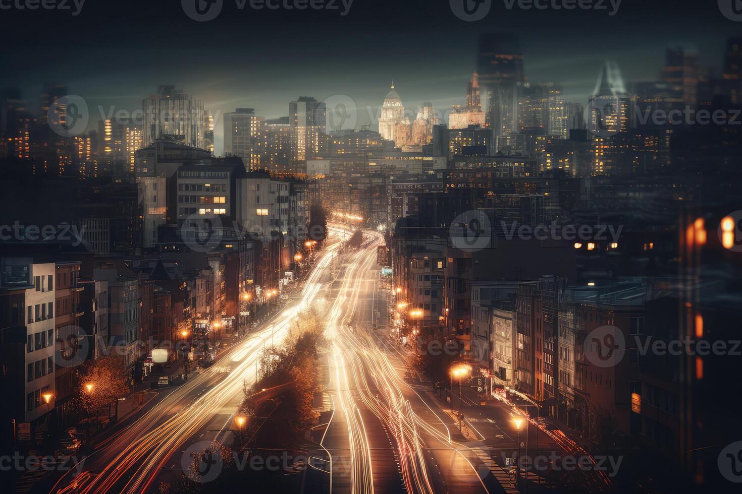 busy cityscape motion blur . photo