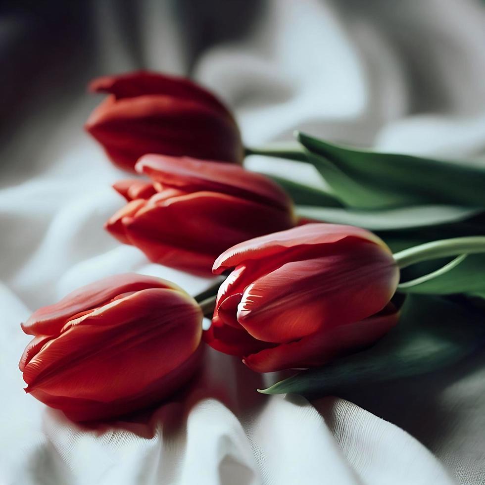 Passionate Red Tulips, A Vibrant Still Life photo
