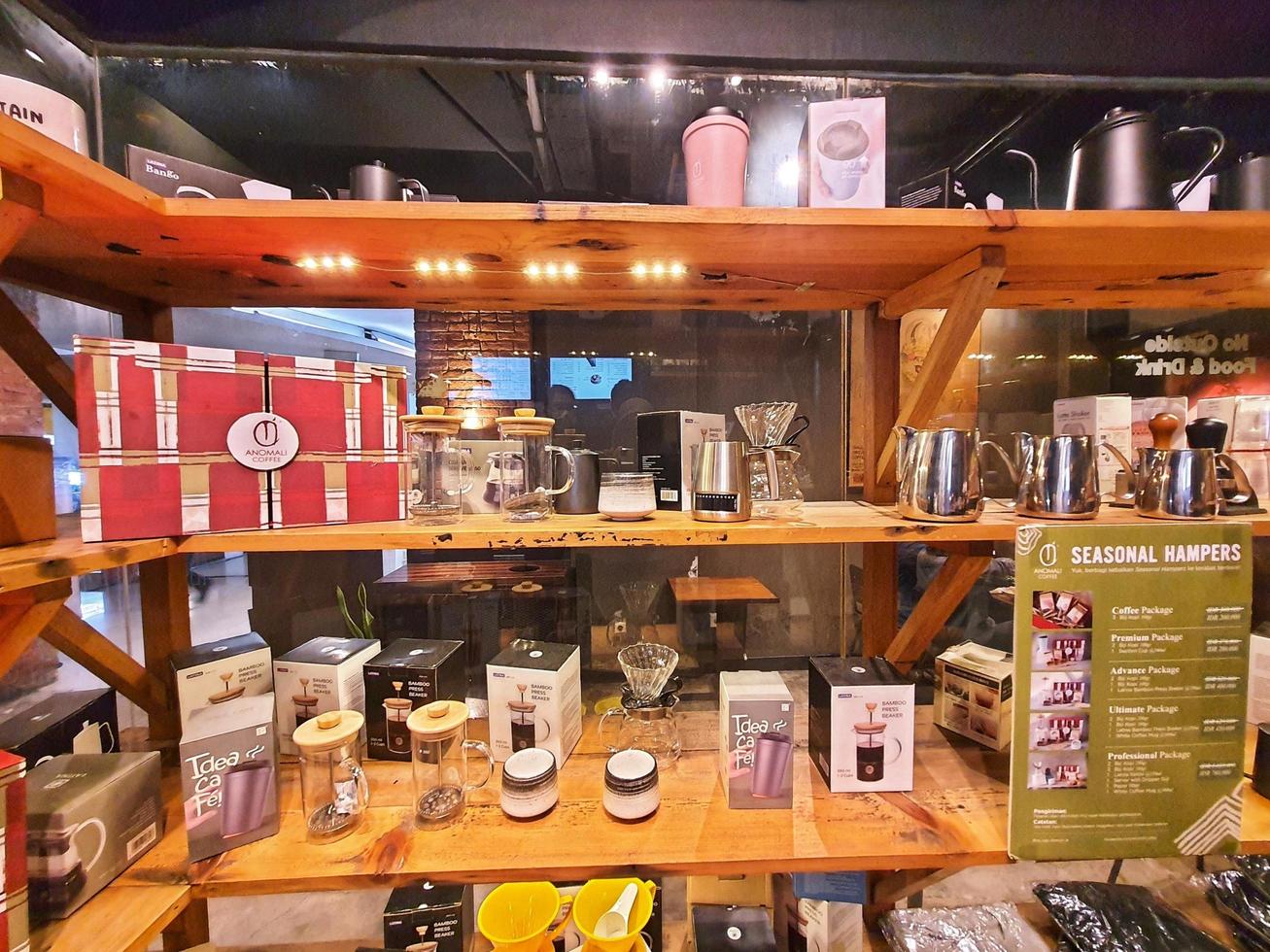 Jakarta, Indonesia in July 2022. The wide range of merchandise sold by Anomali Coffee for collection photo