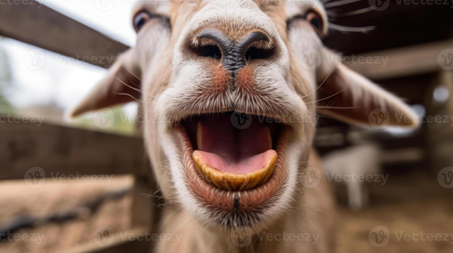 gracioso cabra sonrisa generativo ai foto