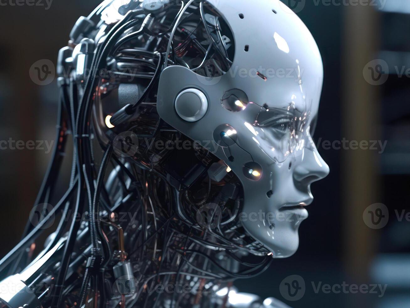 robot head artificial intelligence training photo