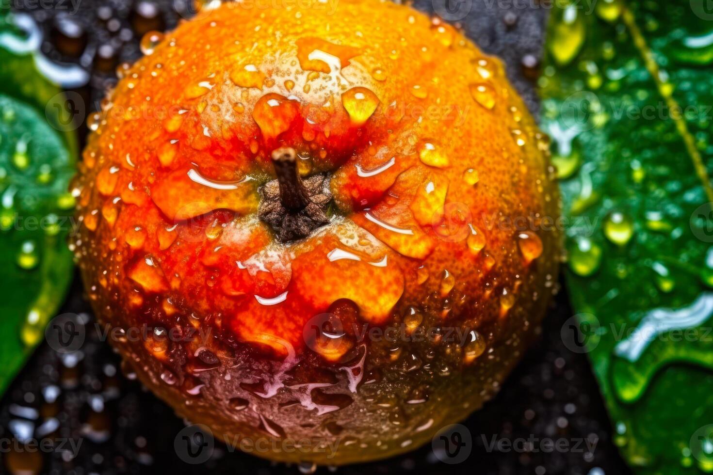 fresh ripe avocado in drops water photo