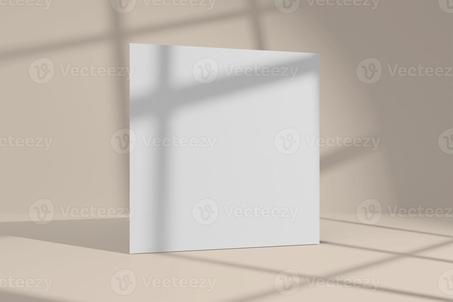 Mockup of a square greeting card with window shadow overlay photo