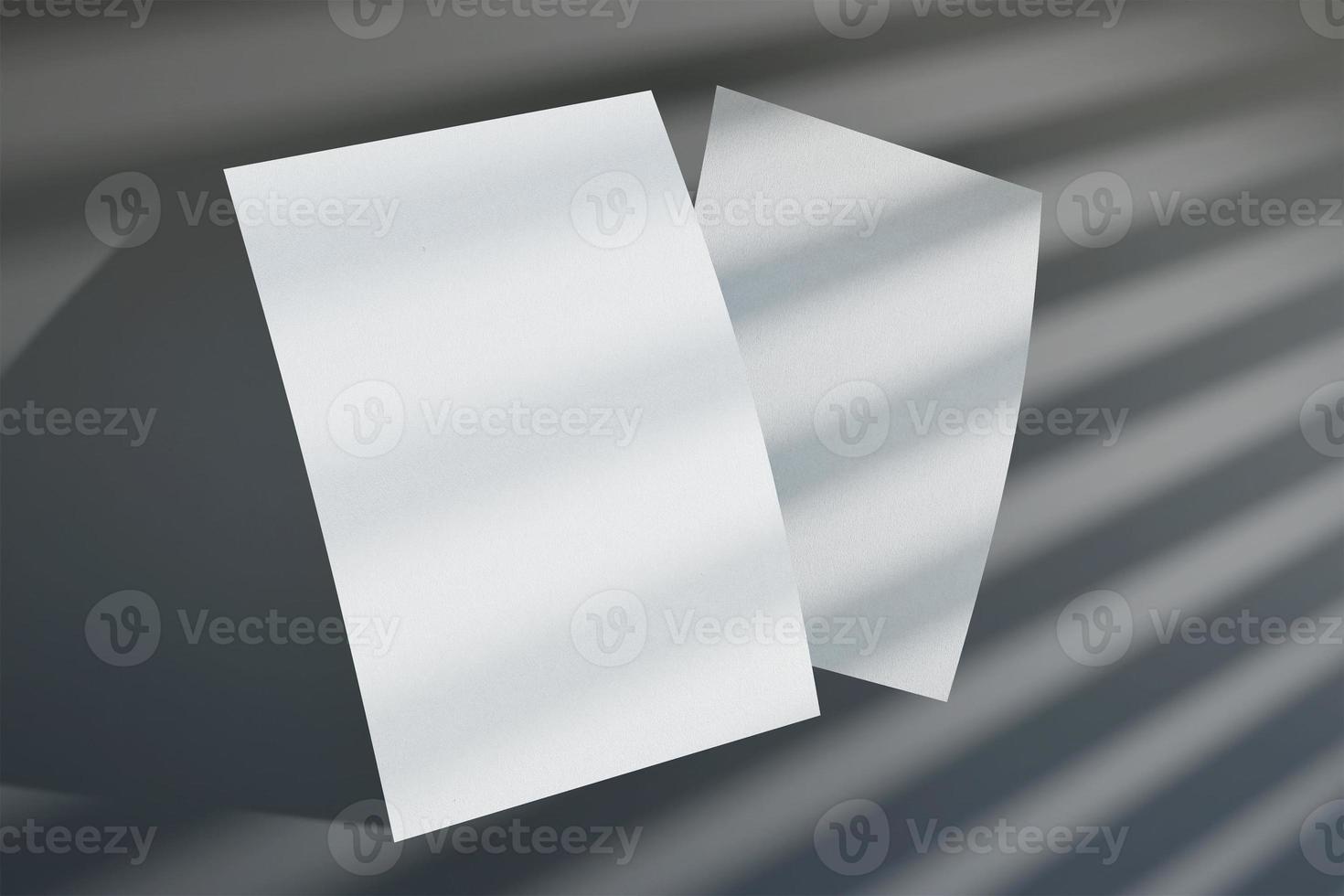Mockup of two flyers with striped shadow overlay photo