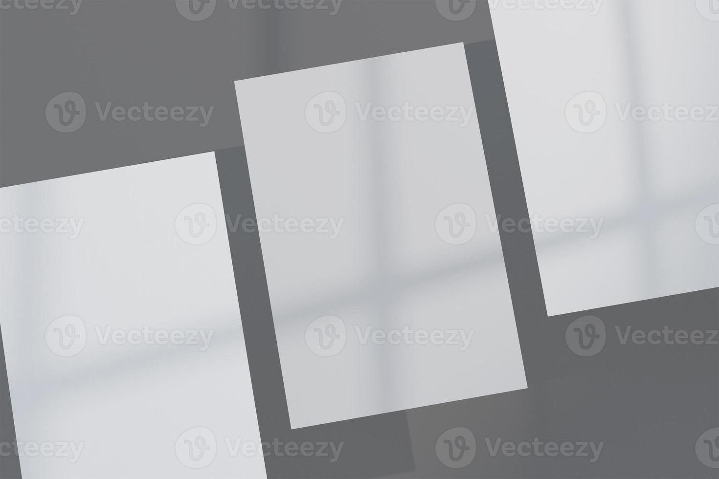 Mockup of three flyers with window shadow overlay photo