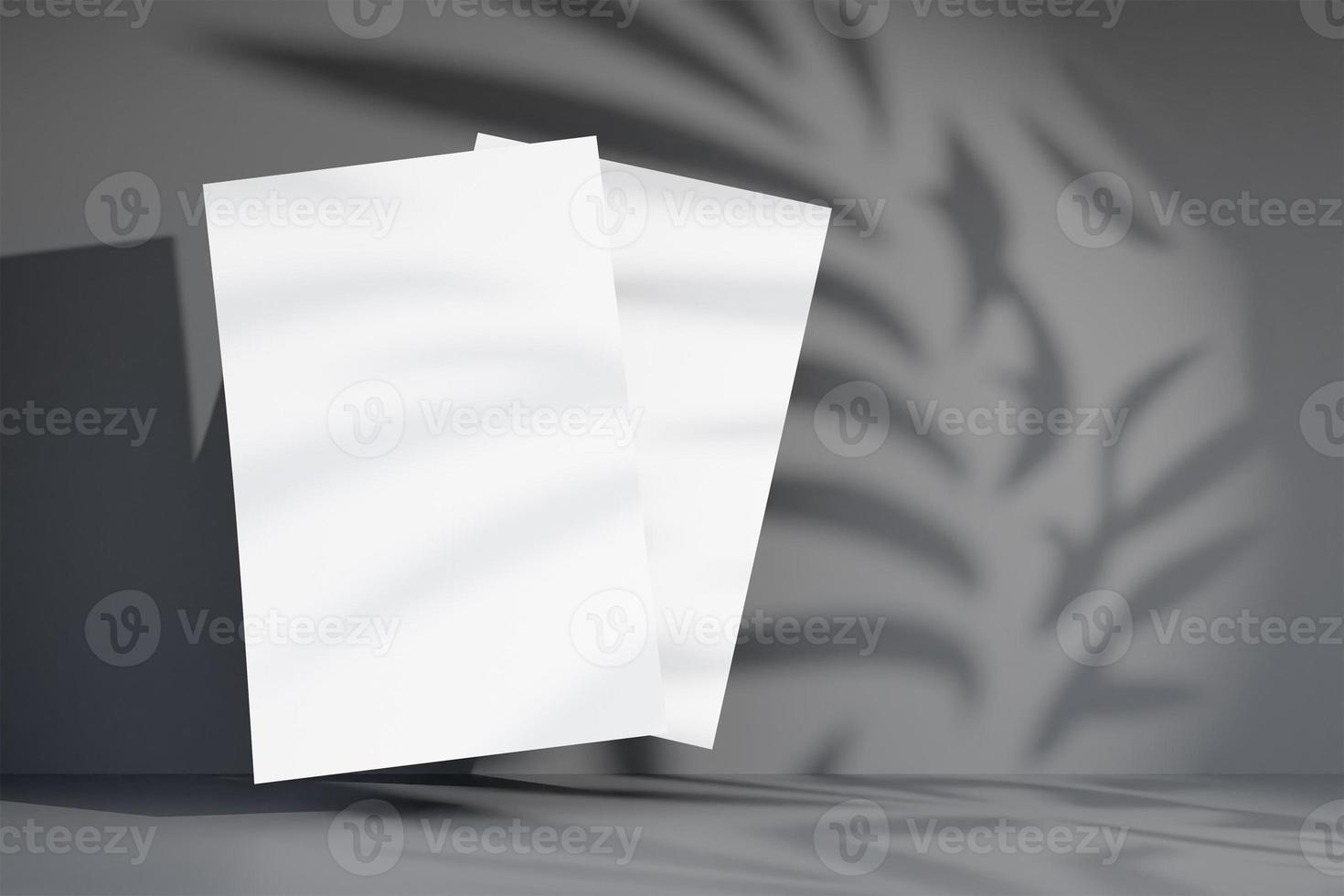 Mockup of two flyers with leaf shadow overlay photo