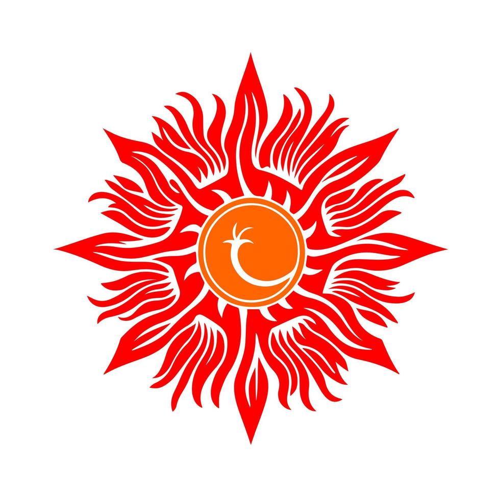 Radiant sun symbol on white background. Vector graphic ideal for summer-themed designs, logos, icons, websites, and more.