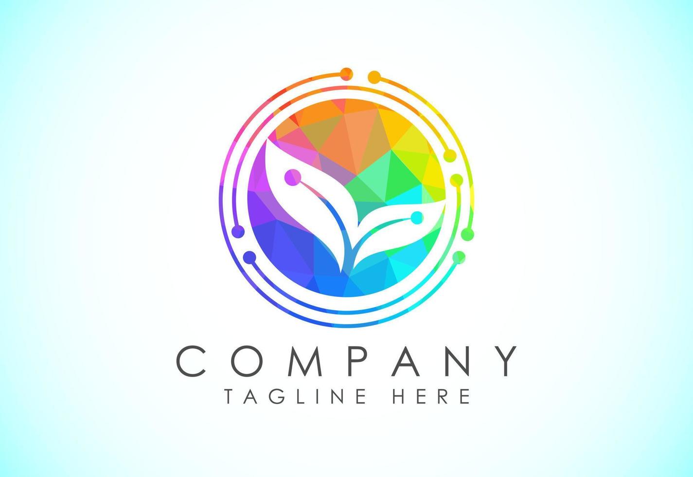 Low Poly Creative Leaf Technology Logo Design Template, Green Technology Logo Designs Concept vector