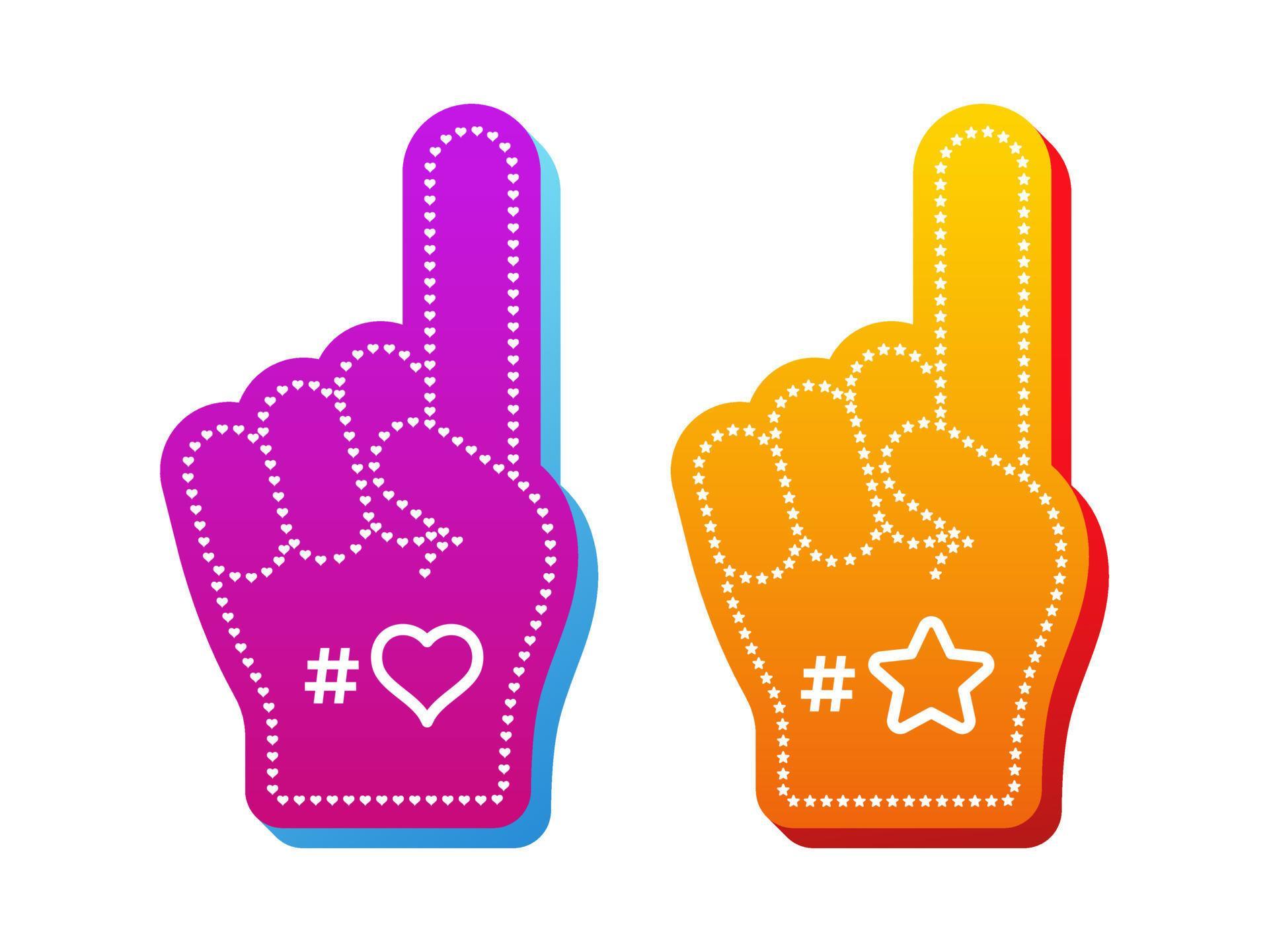 Foam Fingers. Two foam hand with raising forefinger. Vector scalable