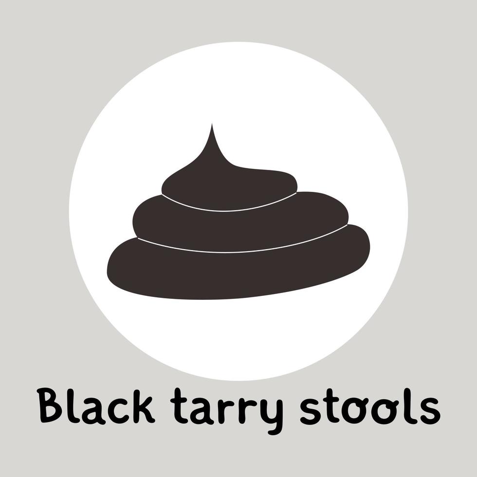 Black tarry stools. Poops flat vector illustration.