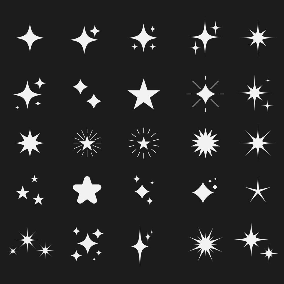 Retro futuristic sparkle icons collection. Set of star shapes. Abstract ...