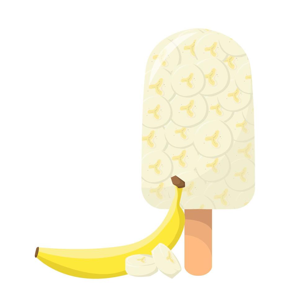 Bananas ice cream. For sticker and t shirt design, posters, logos, labels, banners, stickers, product packaging design, etc. Vector illustration