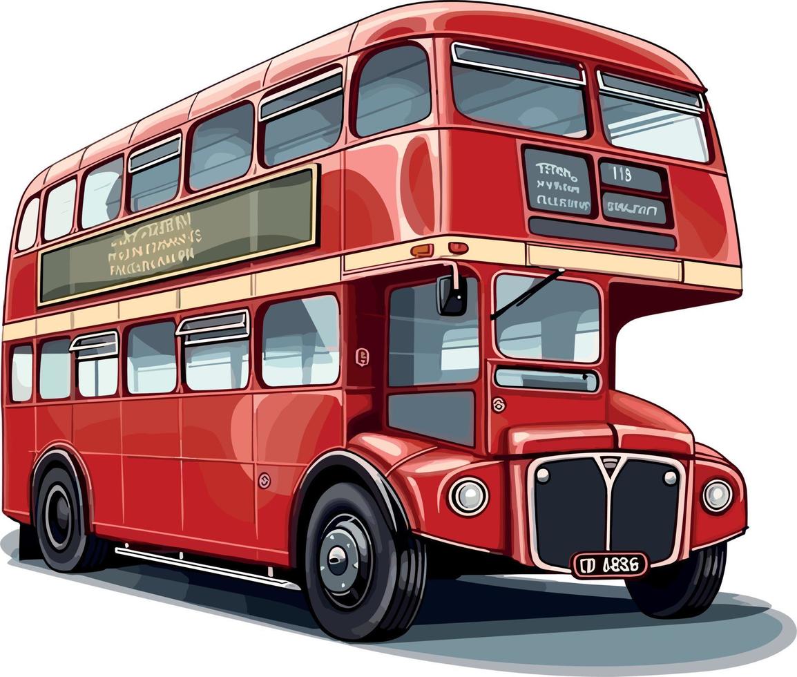 Illustration of Red London Bus Vector Cartoon Clipart