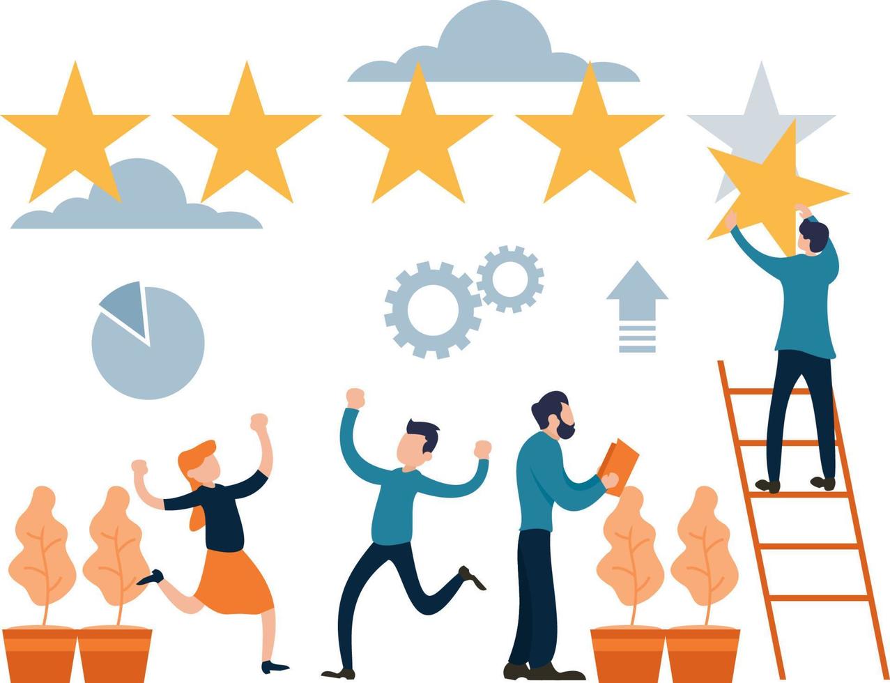 vector illustration Reputation management team working together flat cartoon style