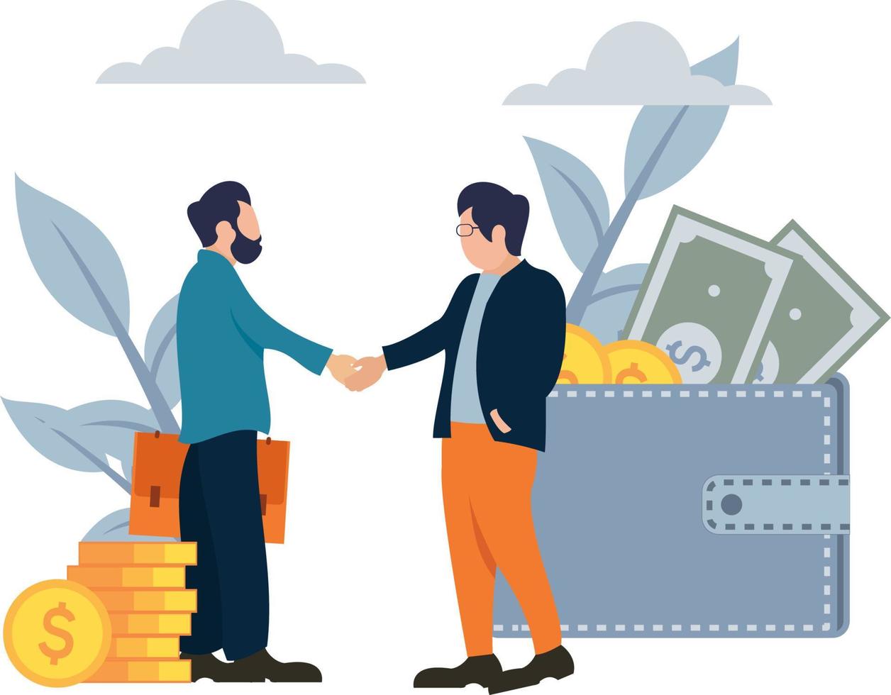 vector illustration Businessman Deal shaking hands flat cartoon style