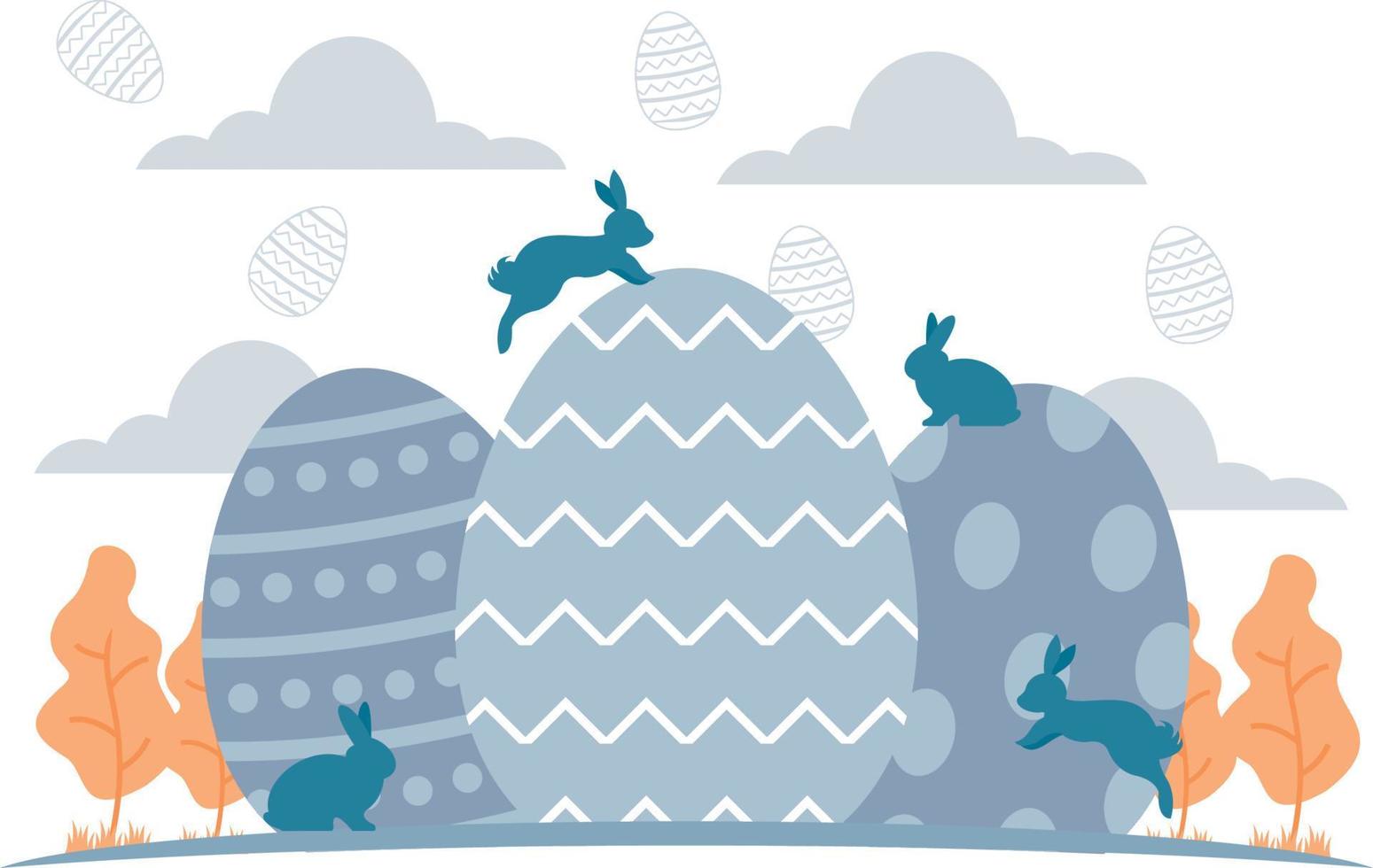 vector ilustración oriental huevo con Conejo plano dibujos animados estilo