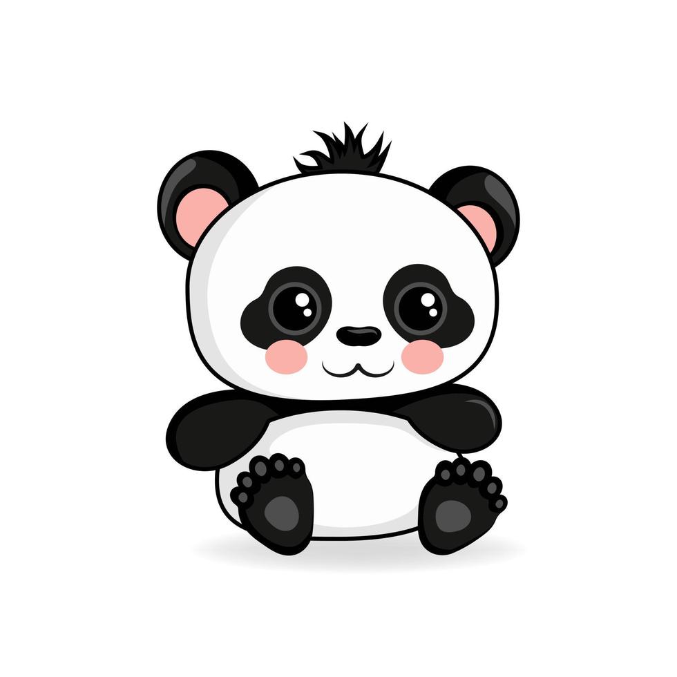 isolated vector art with cute cartoon panda. Vector illustration for print, cover, card, banner, sticker, etc.
