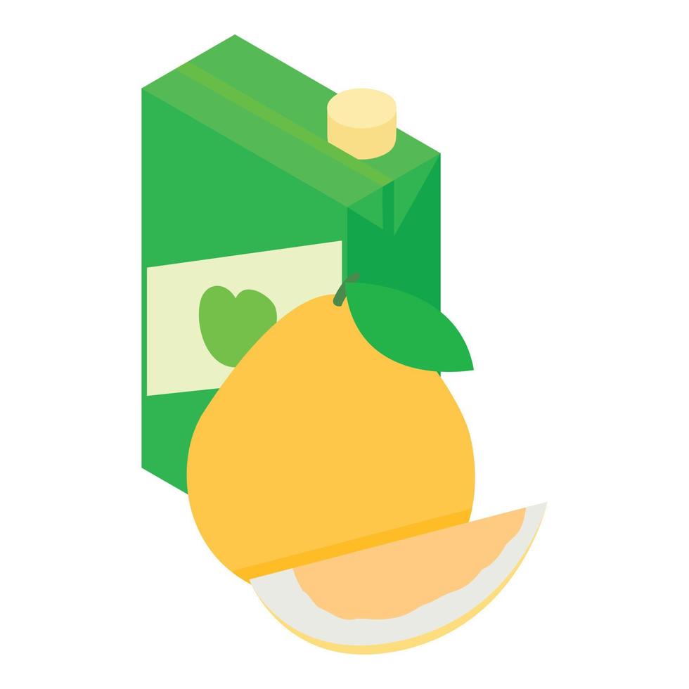 pomelo jugo icono isométrica vector. Fresco maduro pomelo y jugo embalaje icono vector