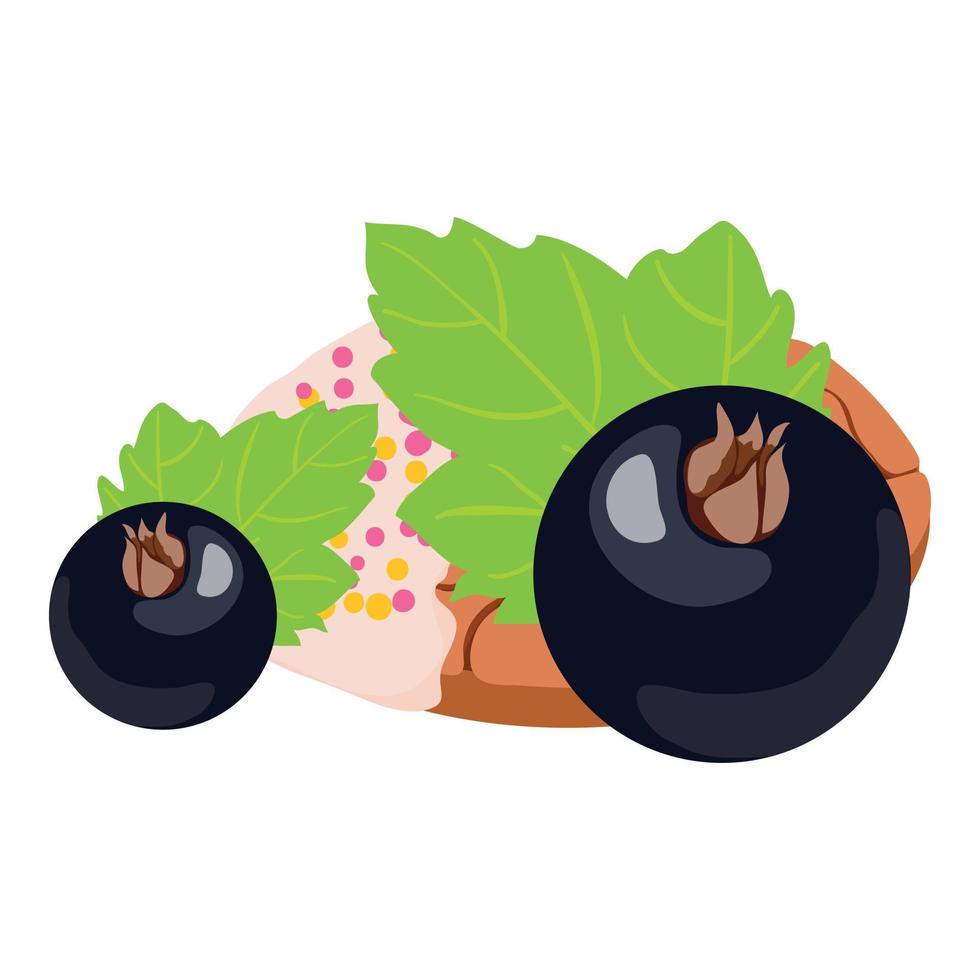 Blackcurrant dessert icon isometric vector. Fresh black currant and fruit cookie vector