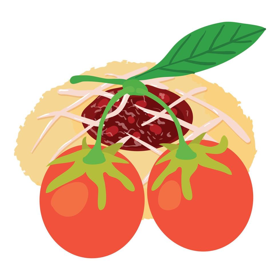 Goji dessert icon isometric vector. Fresh ripe red goji berry and fruit cookie vector