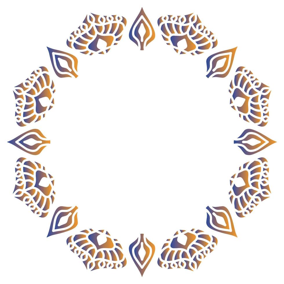 Mandala round frame with flowers and leaf vector