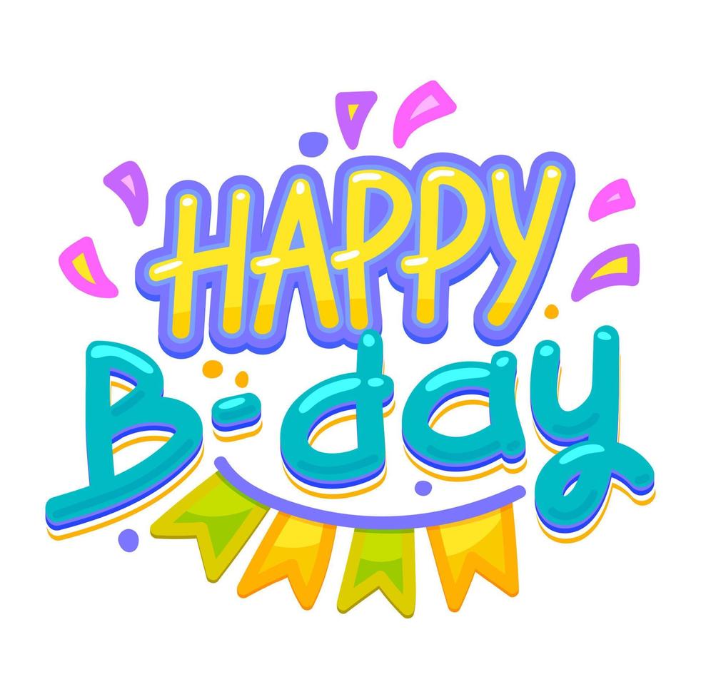 Happy Birthday icon, colorful vector lettering