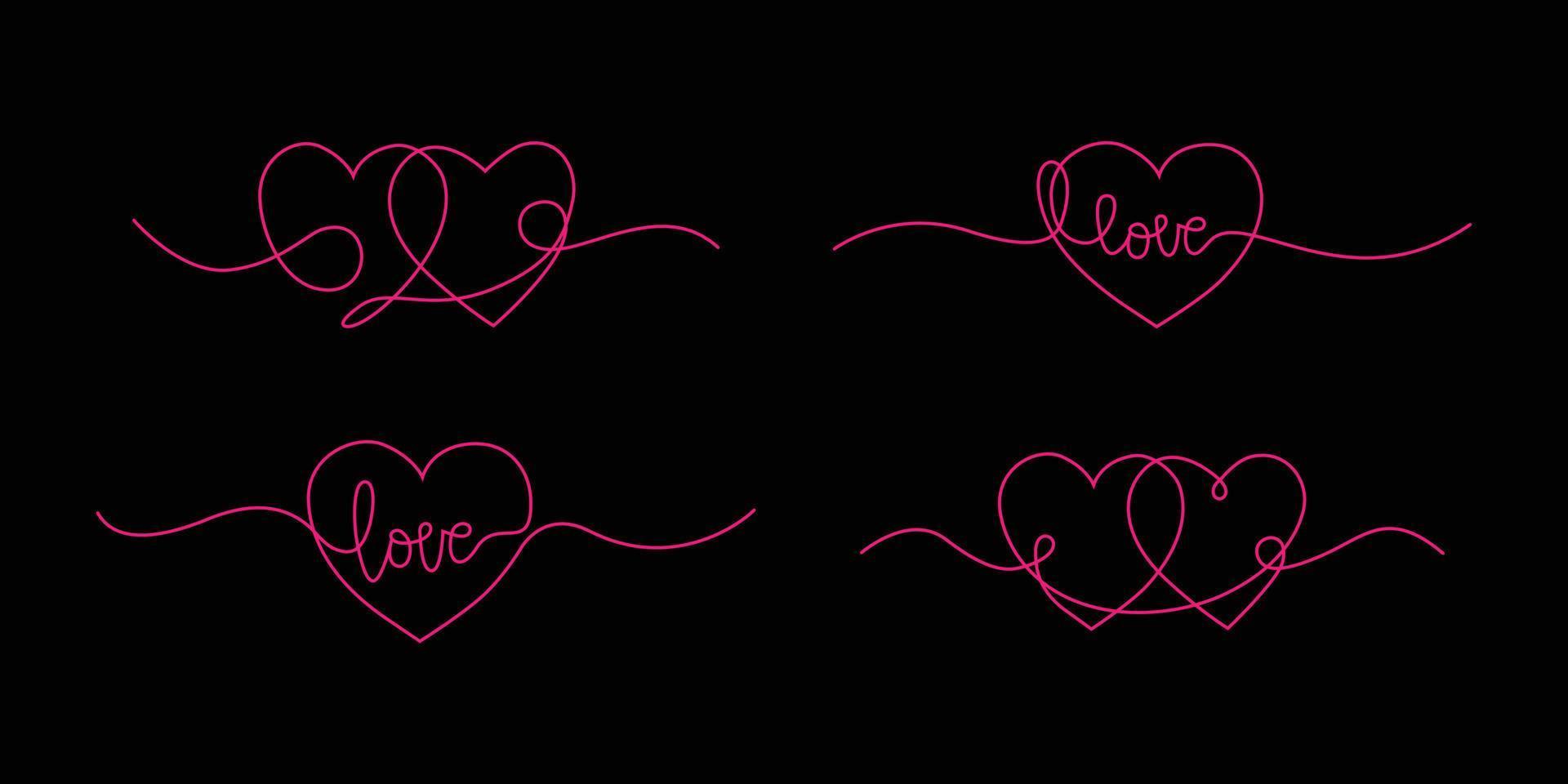 Set of romantic heart symbol. Valentines day sign element vector