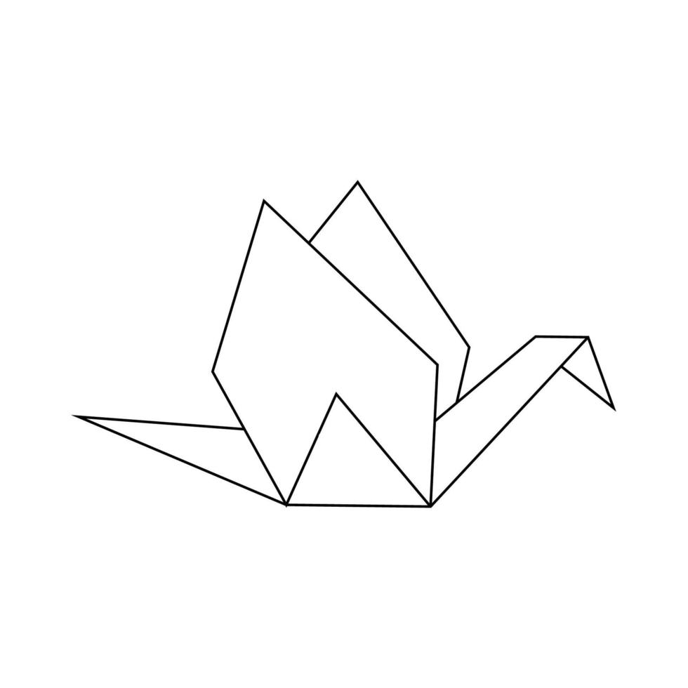 Origami figure in the form of a shadoof on a white background. Doodle line art vector drawing.