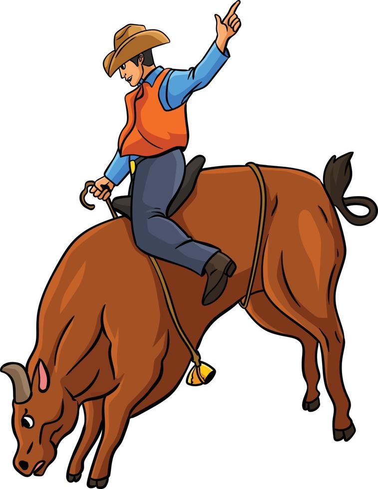 Bull Riding Cartoon Colored Clipart Illustration 23058849 Vector Art at