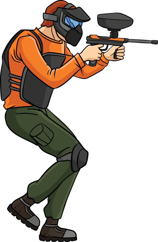 Paintballer Cartoon Colored Clipart Illustration vector