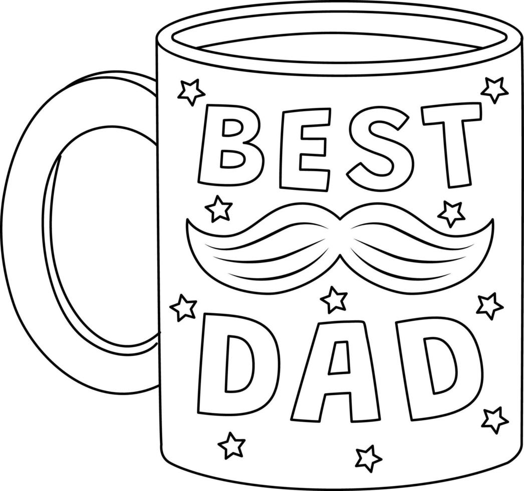 Best Dad Mug Isolated Coloring Page for Kids vector