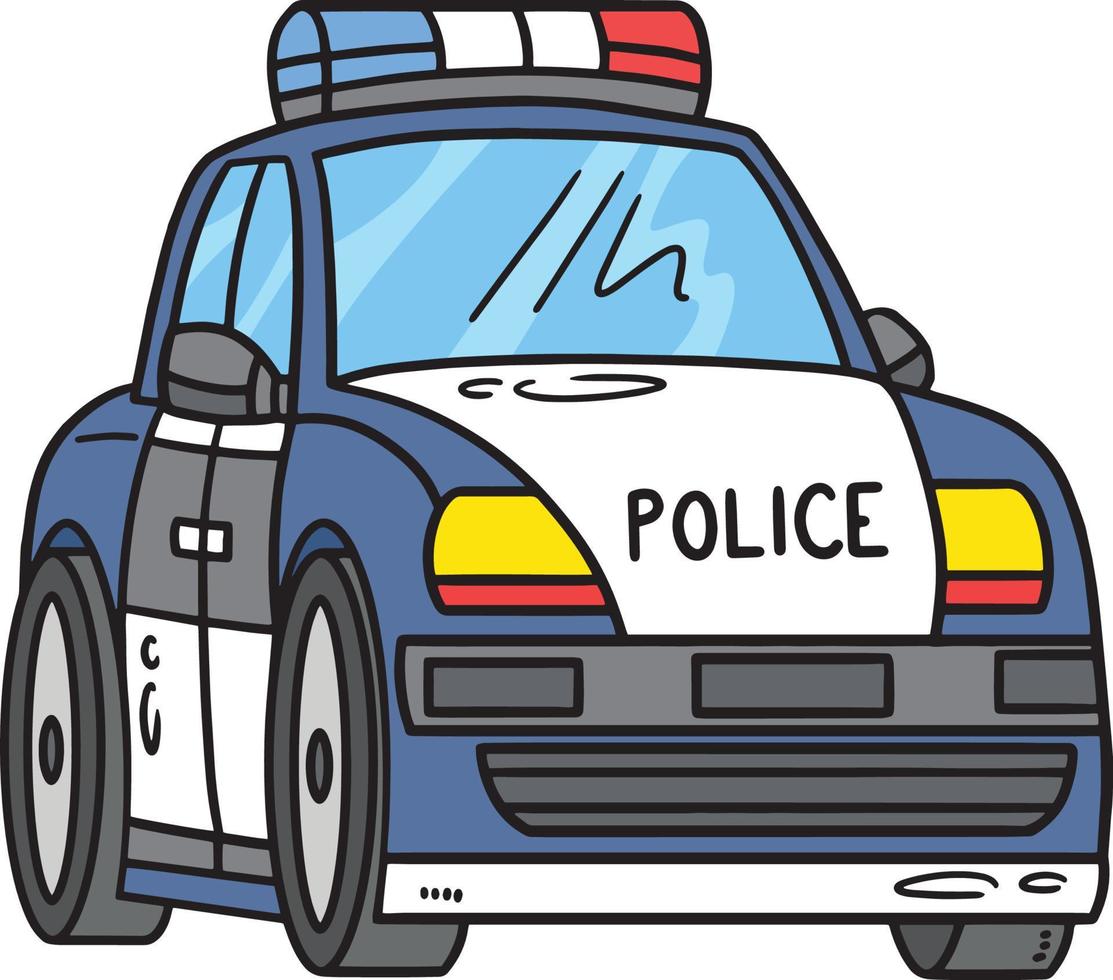 Police Car Cartoon Colored Clipart Illustration vector