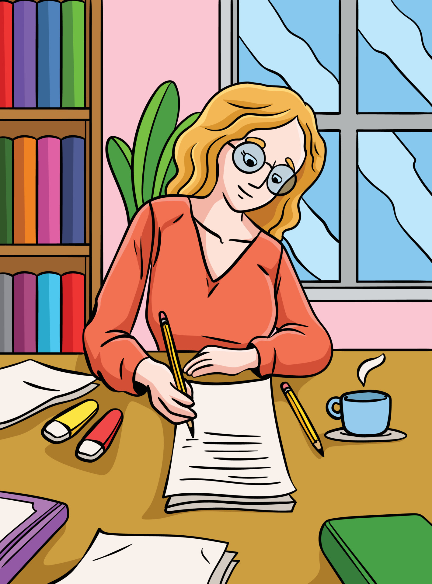 Lead Author Colored Cartoon Illustration 23058879 Vector Art at Vecteezy