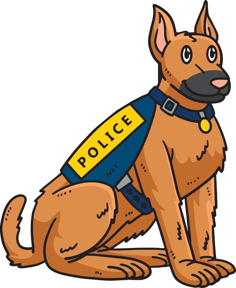 Police Dog Cartoon Colored Clipart Illustration vector