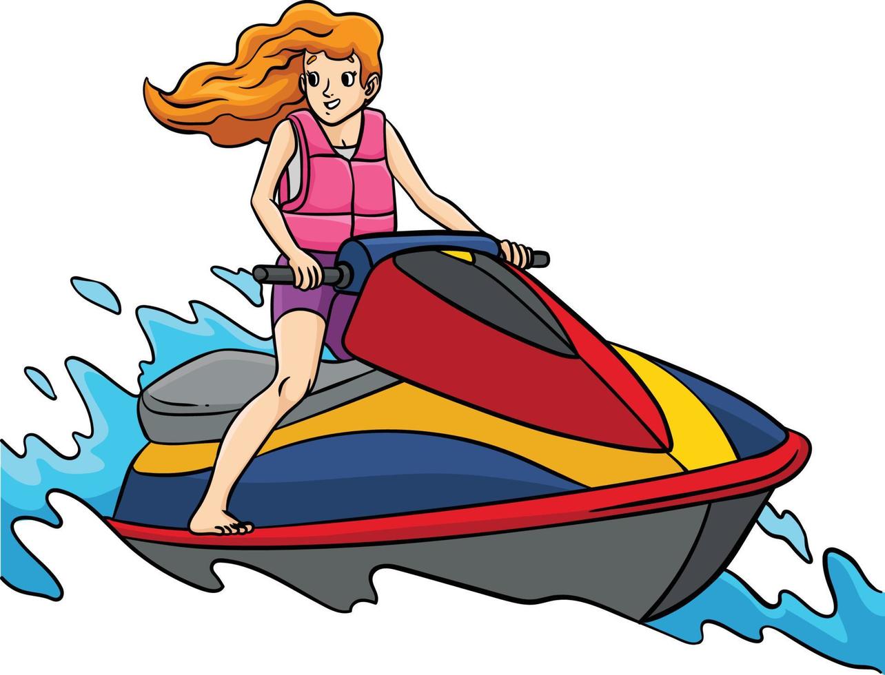 Jet Ski Cartoon Colored Clipart Illustration vector