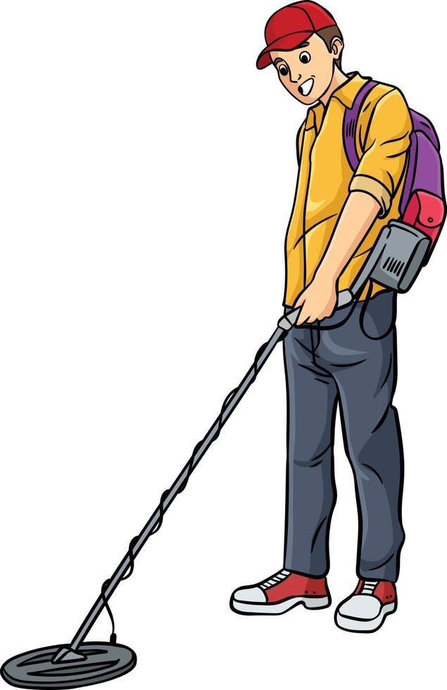 Metal Detectorist Cartoon Colored Clipart vector