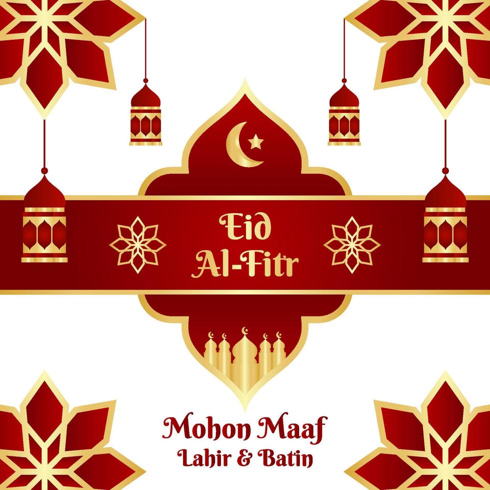 Golden Red Eid Al Fitr Template Background vector