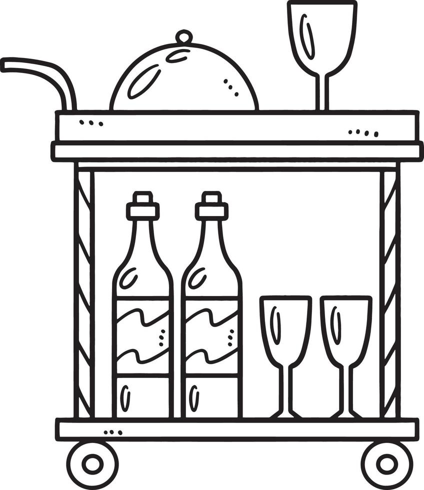 Food Cart Isolated Coloring Page for Kids vector