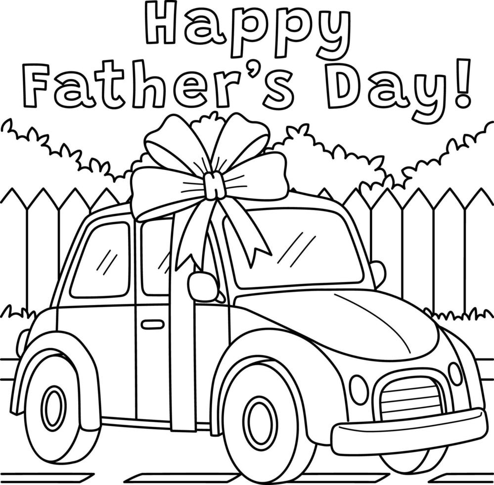 Happy Fathers Day Car Coloring Page for Kids vector