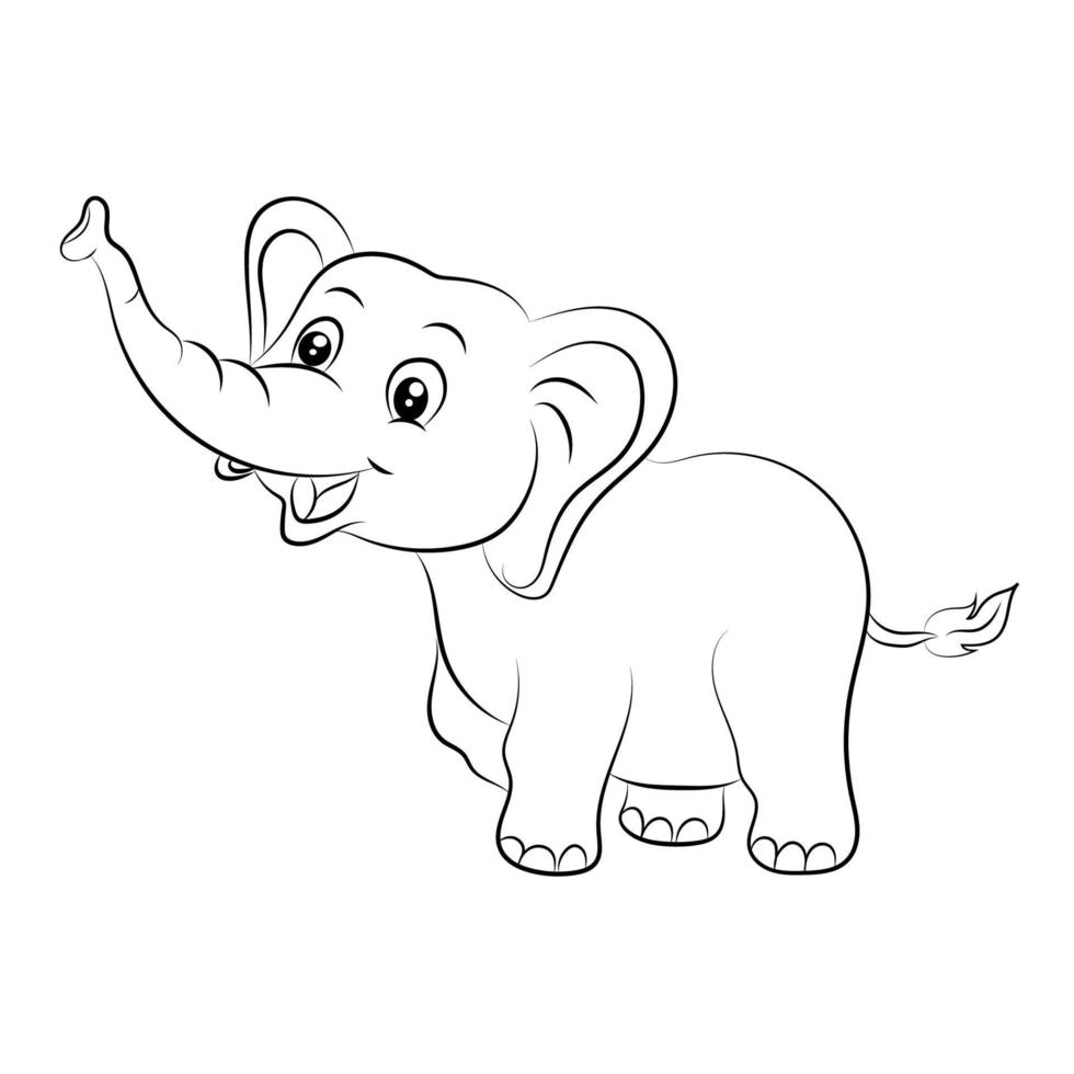 elefante colorante página para niños mano dibujado elefante contorno ilustración vector