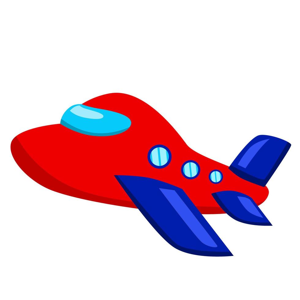 red color airplane illustration in flat style for children's book vector