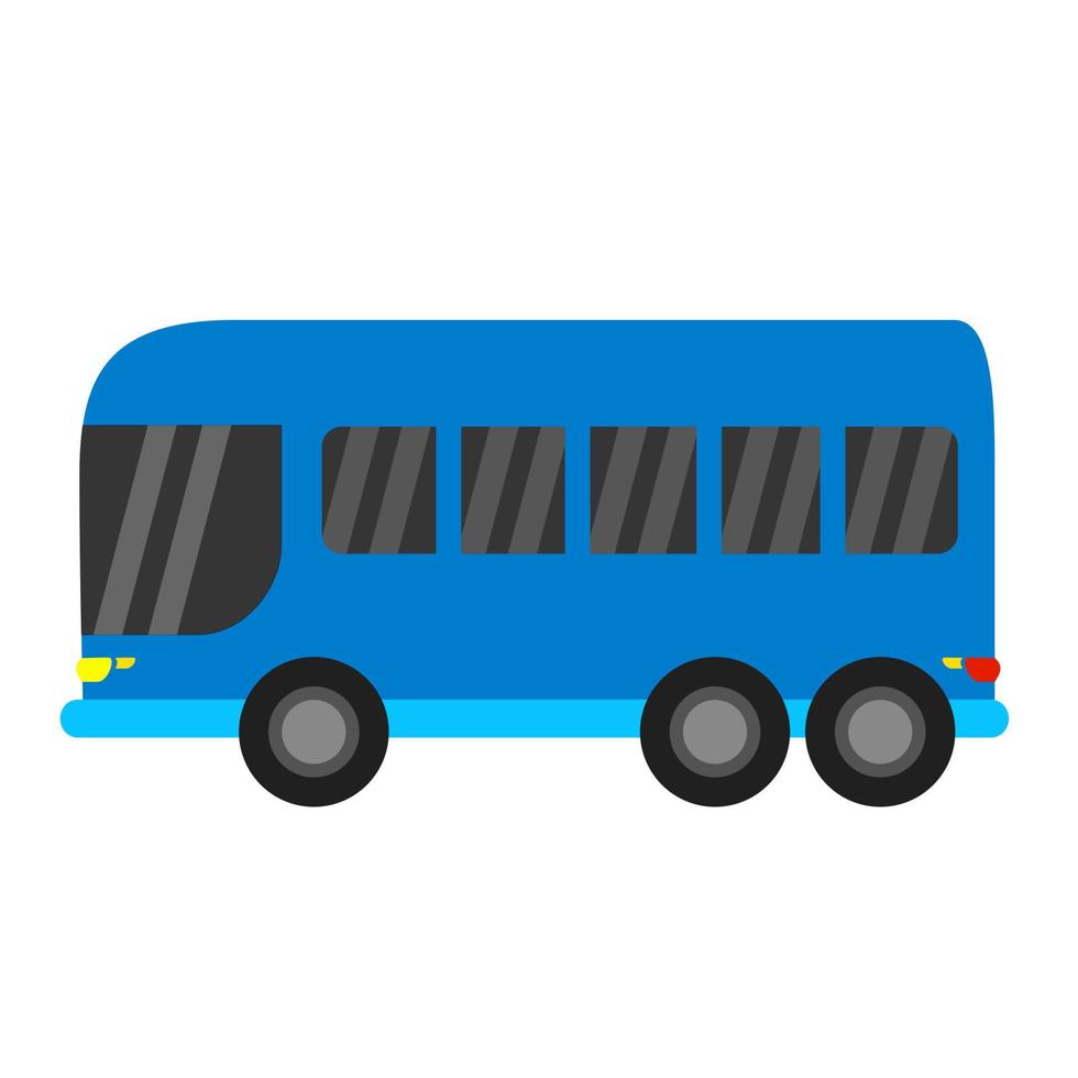 blue color bus illustration in flat style for children's book. vector