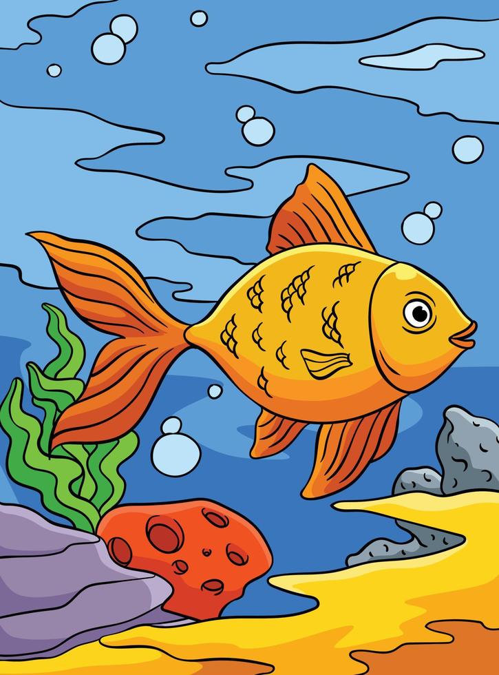 Goldfish Animal Colored Cartoon Illustration vector